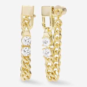 Melinda Maria Gold Chain Earrings with Clear Stones